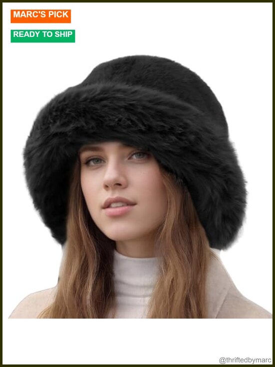 Faux Fur Bucket Hat Fluffy Winter Warm Hat Soft Fisherman Hats Fashion main image 6